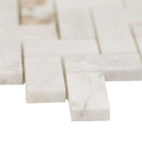 Arabescato venato white 1x2 herringbone honed marble mesh mounted mosaic tile SMOT-ARAVEN-1X2HBH product shot profile view