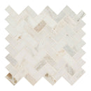 Arabescato venato white 1x2 herringbone honed marble mesh mounted mosaic tile SMOT-ARAVEN-1X2HBH product shot tile view