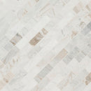 Arabescato venato white 2x6 honed marble subway mesh mounted mosaic tile SMOT-ARAVEN-2X6H product shot angle view