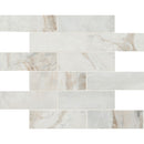 Arabescato venato white 2x6 honed marble subway mesh mounted mosaic tile SMOT-ARAVEN-2X6H product shot profile view