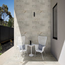 Arabescato venato white 4x12 honed marble subway tile TARAVEN412H room shot outdoor view