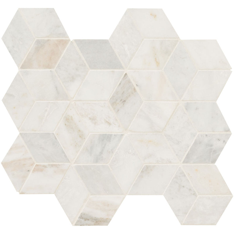 MSI Arabescato Venato White Cube 11.73x13.47 Honed Marble Mosaic Tile