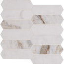 Arabescato venato white picket 11.73x12 honed marble mesh mounted mosaic tile SMOT-ARAVEN-PKH product shot profile view