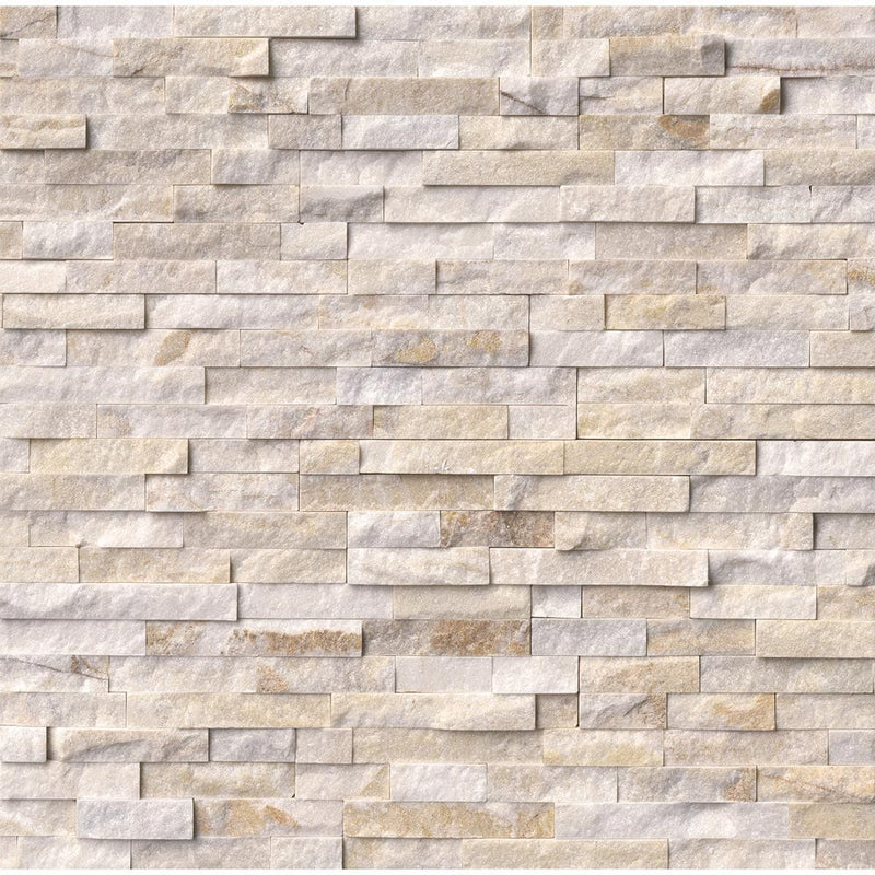 Arctic golden split face ledger panel 6X24 quartzite wall tile LPNLQARCGLD624 product shot multiple tiles top view