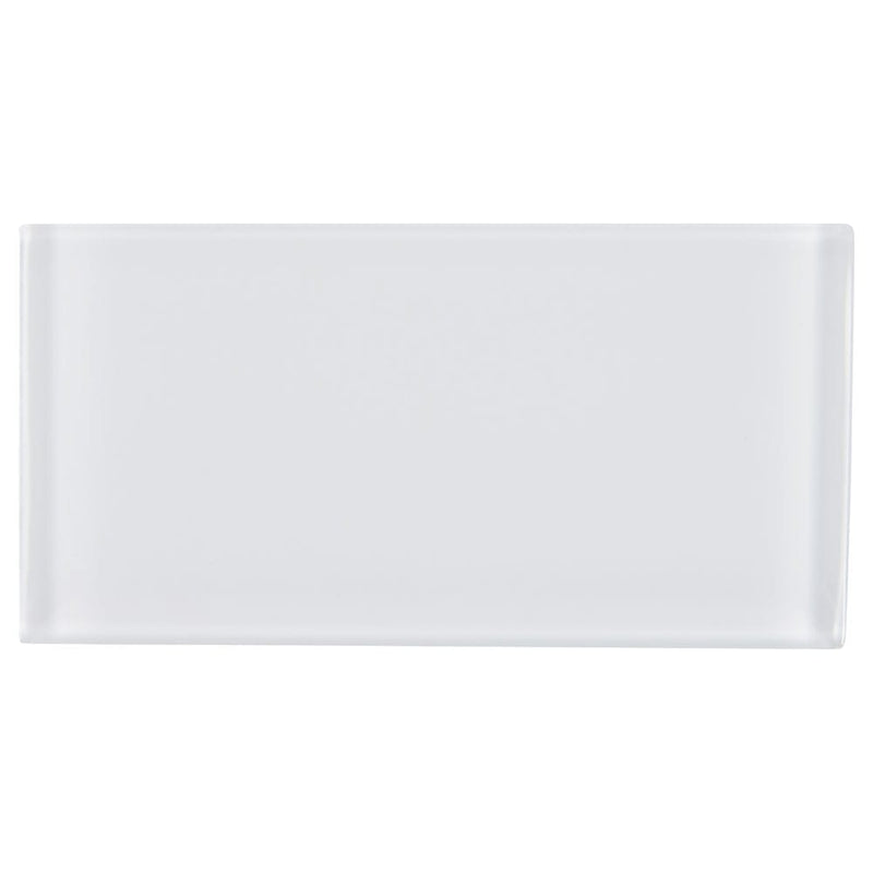 Arctic ice 3x6 glossy glass white subway tile SMOT-GL-T-AI36 product shot single tile top view