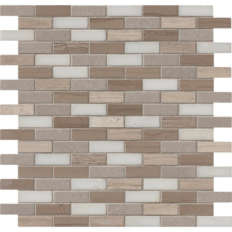 Arctic storm 12X12 honed marble mesh mounted mosaic tile SMOT-AS-10MM product shot multiple tiles close up view