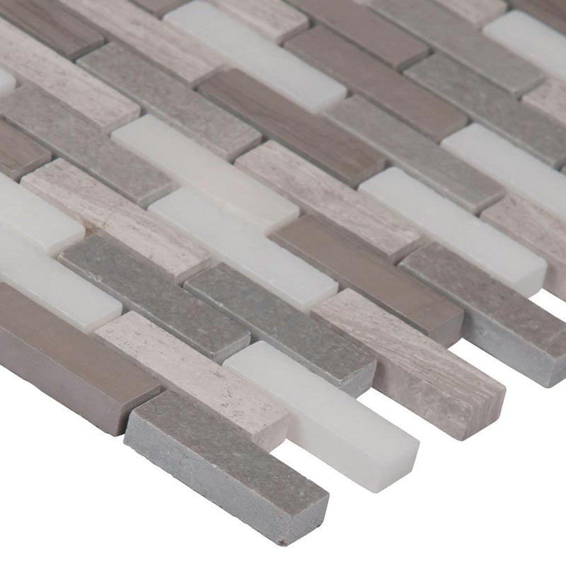 Arctic storm 12X12 honed marble mesh mounted mosaic tile SMOT-AS-10MM product shot profile view