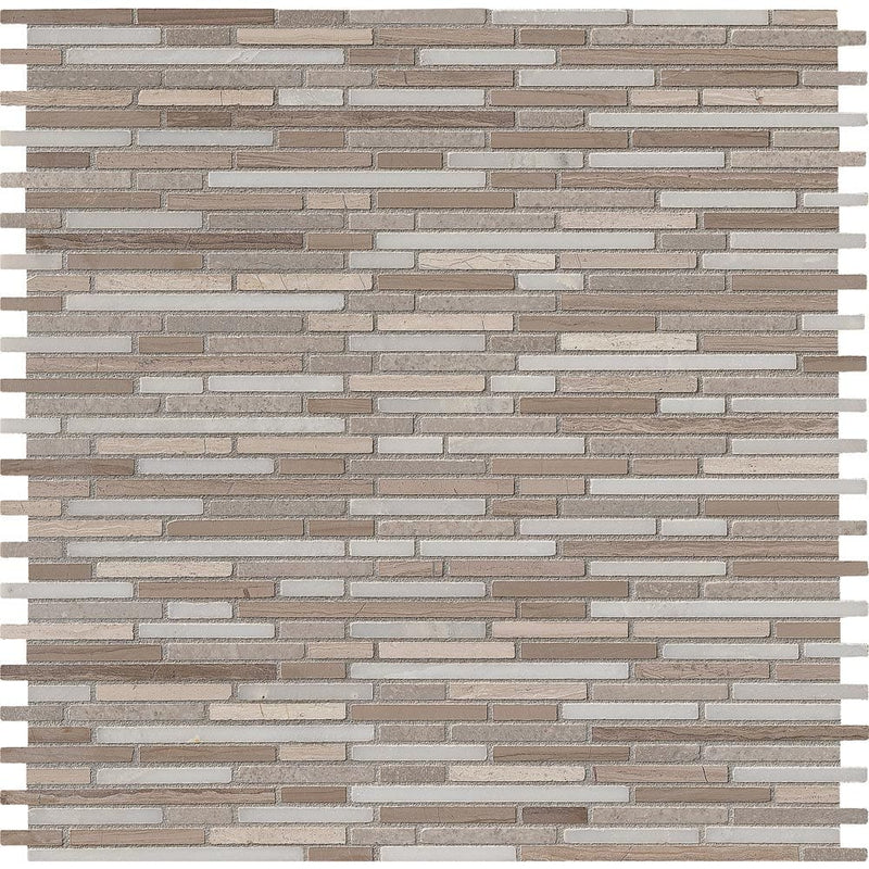 Arctic storm bamboo 11.61X12 honed marble mesh mounted mosaic floor and wall tile SMOT-AS-BMP10MM product shot multiple tiles close up view