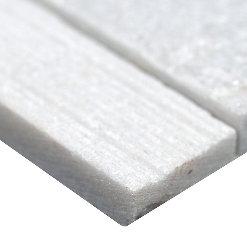 Arctic white ledger corner 6"x18" multi marble wall tile LPNLMARCWHI618COR-MULTI product shot profile view
