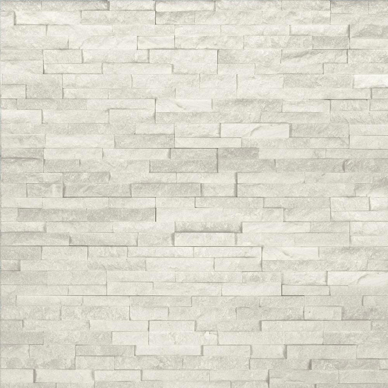 Arctic white splitface mini ledger corner 4.5X9 natural marble wall tile LPNLQARCWHI4.59COR MINI product shot multiple tiles top view