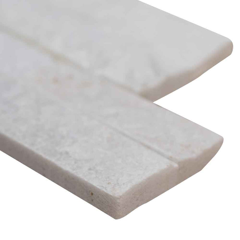 Arctic White Splitface Mini Ledger Panel 4.5x16 Natural Marble Wall Tile LPNLQARCWHI4.516 MINI product shot profile view 2