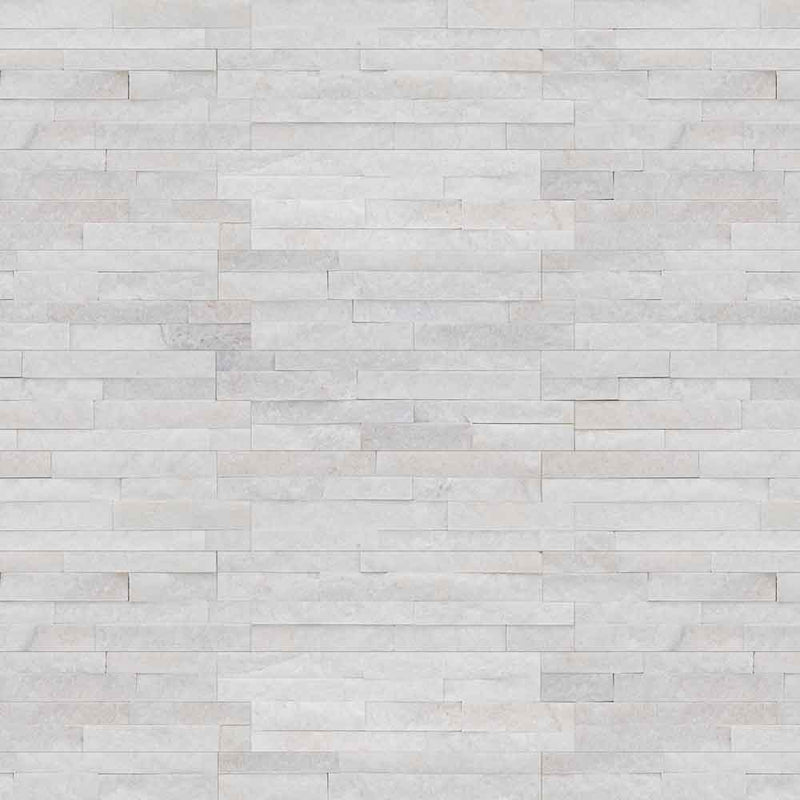 Arctic White Splitface Mini Ledger Panel 4.5x16 Natural Marble Wall Tile LPNLQARCWHI4.516 MINI product shot top view
