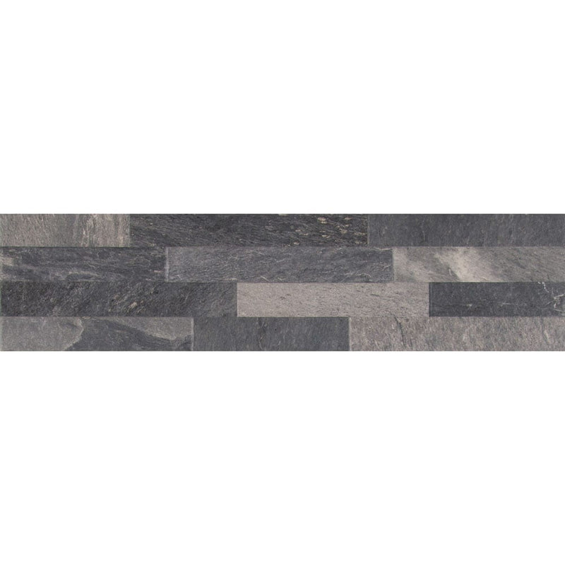 Ardesia black ledger panel 6x24 glazed porcelain wall tile msi collection NARDBLK6X24 product shot one tile top view