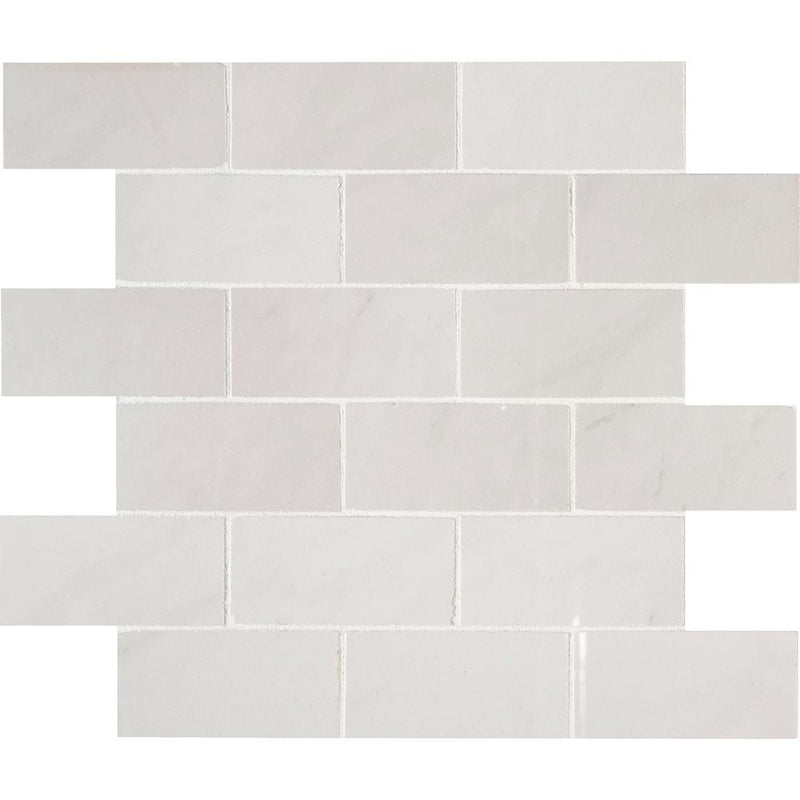 Aria ice 12x12 polished porcelain mesh mounted mosaic tile NARICE2X4P product shot one tile top view