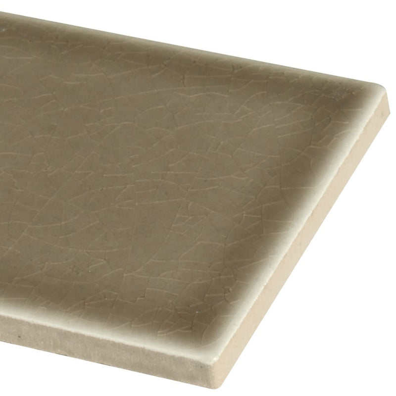 Artisan taupe 4x12 glossy ceramic brown subway tile SMOT-PT-ARTA412 product shot profile view