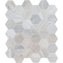 Athena gold 12x11.3 marble 2 hexagon honed mesh mounted mosaic tile SMOT-ATHGOL-2HEXH product shot profile view