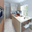 Athena gold 12x11.3 marble 2 hexagon honed mesh mounted mosaic tile SMOT-ATHGOL-2HEXH room shot kitchen view