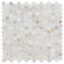 Athena gold 12x12 pennyround honed marble mesh mounted mosaic tile SMOT-ATHGOL-PENRDH product shot profile view
