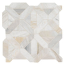Athena gold geometrica 12x12 honed marble mesh mounted mosaic tile SMOT-ATHGOL-GEOH product shot profile view