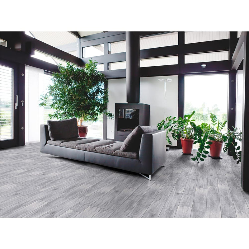 Balboa ice 24x6 matte ceramic floor and wall tile product shot room view