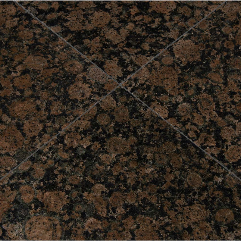 Baltic brown 12 x 12 polished granite floor and wall tile TBALBRN1212 product shot multiple tiles angle view