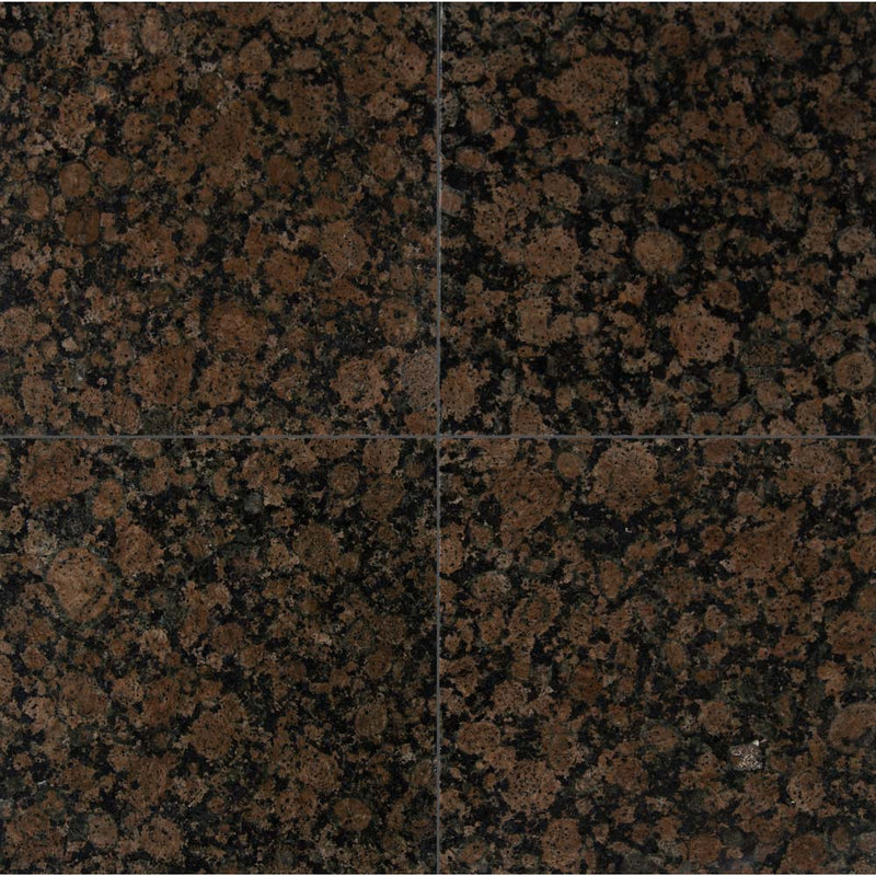 Baltic brown 12 x 12 polished granite floor and wall tile TBALBRN1212 product shot multiple tiles top view