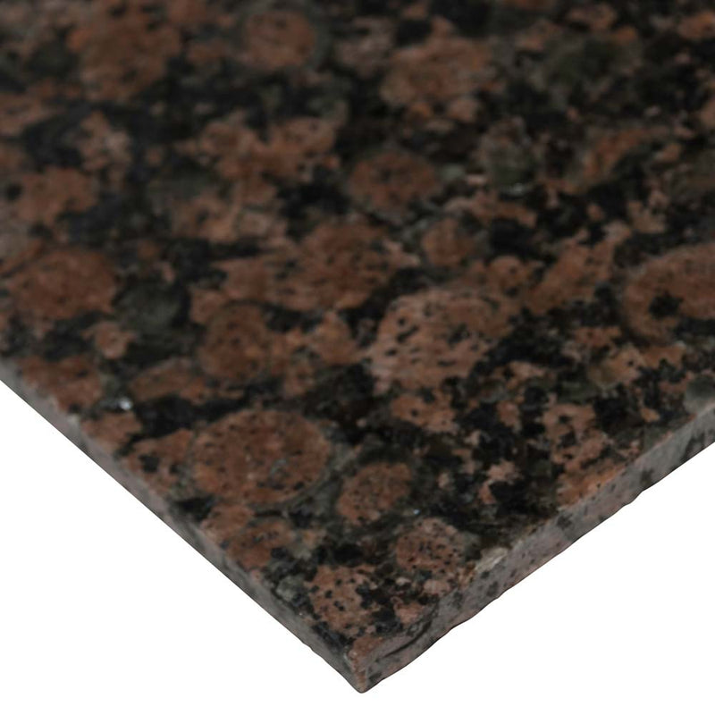 Baltic brown 12 x 12 polished granite floor and wall tile TBALBRN1212 product shot profile view
