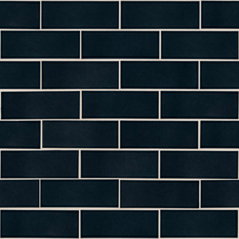 Bay blue glazed 4x12 handcrafted ceramic wall tile SMOT-PT-BAYBLU412 product shot wall view