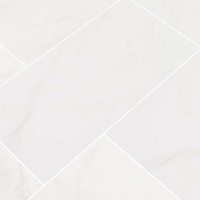 Bianco dolomite 12 in x 24 in polished floor and wall marble tile TBIANDOL1224P product shot one tile top view