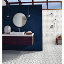 Bianco dolomite dotty 12.31X12.36 polished marble mesh mounted mosaic tile SMOT-BIANDOL-DOTP product shot bath view