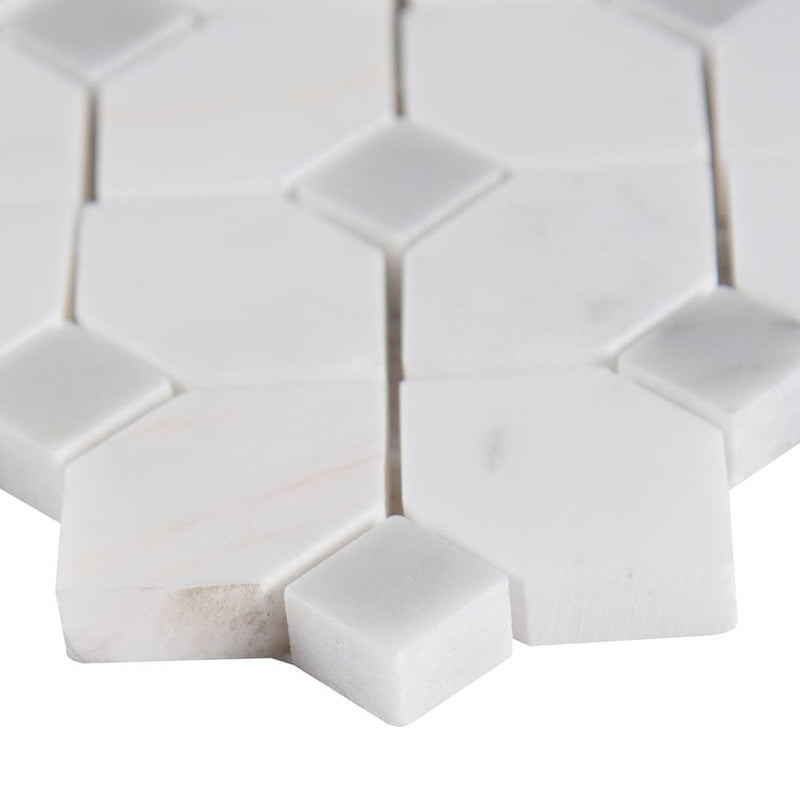Bianco dolomite dotty 12.31X12.36 polished marble mesh mounted mosaic tile SMOT-BIANDOL-DOTP product shot profile view