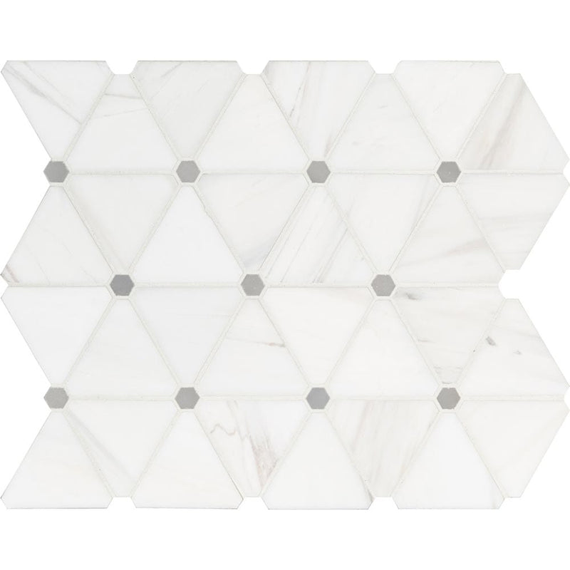 Bianco dolomite pinwheel 12X15 polished marble mesh mounted mosaic tile SMOT-BIANDOL-PINWP product shot multiple tiles close up view