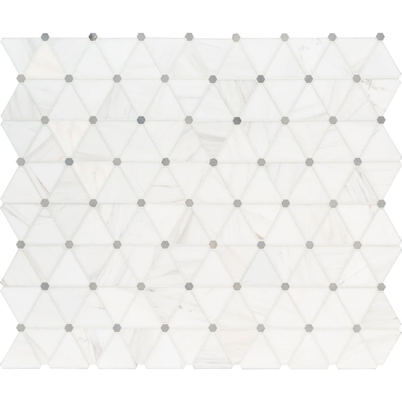 Bianco dolomite pinwheel 12X15 polished marble mesh mounted mosaic tile SMOT-BIANDOL-PINWP product shot multiple tiles top view