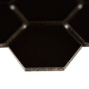 Black 2" hexagon 11.63"x12.75" matte porcelain mesh mounted mosaic tile SMOT-PT-RETNERO-2HEXM product shot profile view
