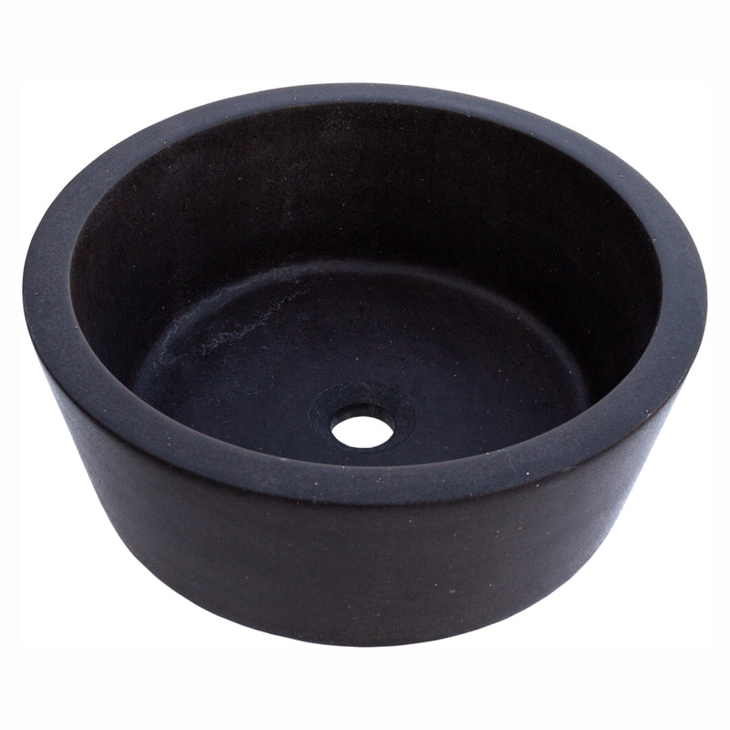 Black andesite natural stone vessel sink NTRSTC53 D16 H6 angle view