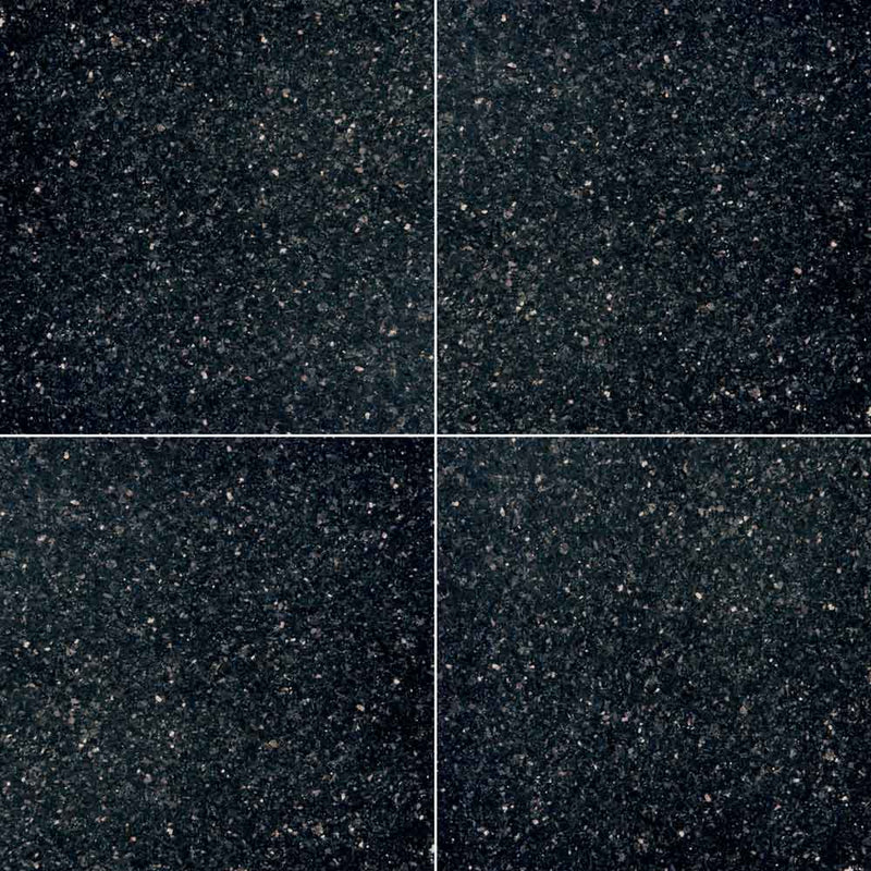 Black galaxy 24 in x 24 in polished granite floor and wall tile TBGXY242450 product shot angle view