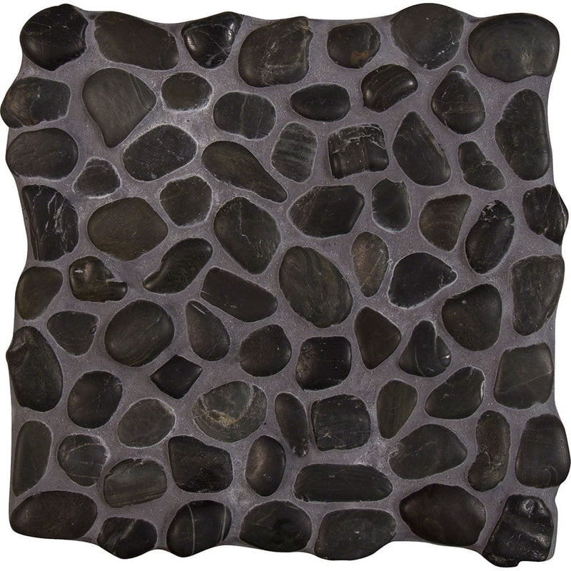 Black Pebbles Marble Mesh-Mounted Mosaic Tile 11.42"x11.42" Tumbled - MSI Collection