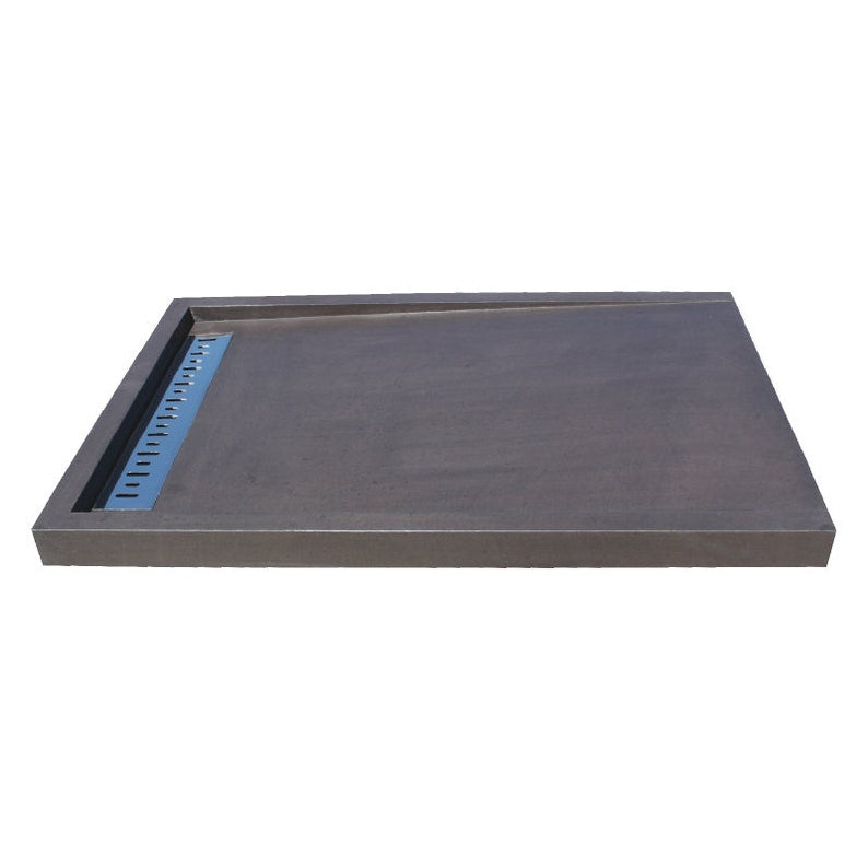 Black Basalt Rectangular Shower Base Hand-carved from Solid Stone Block (W)32" (L)48" product shot