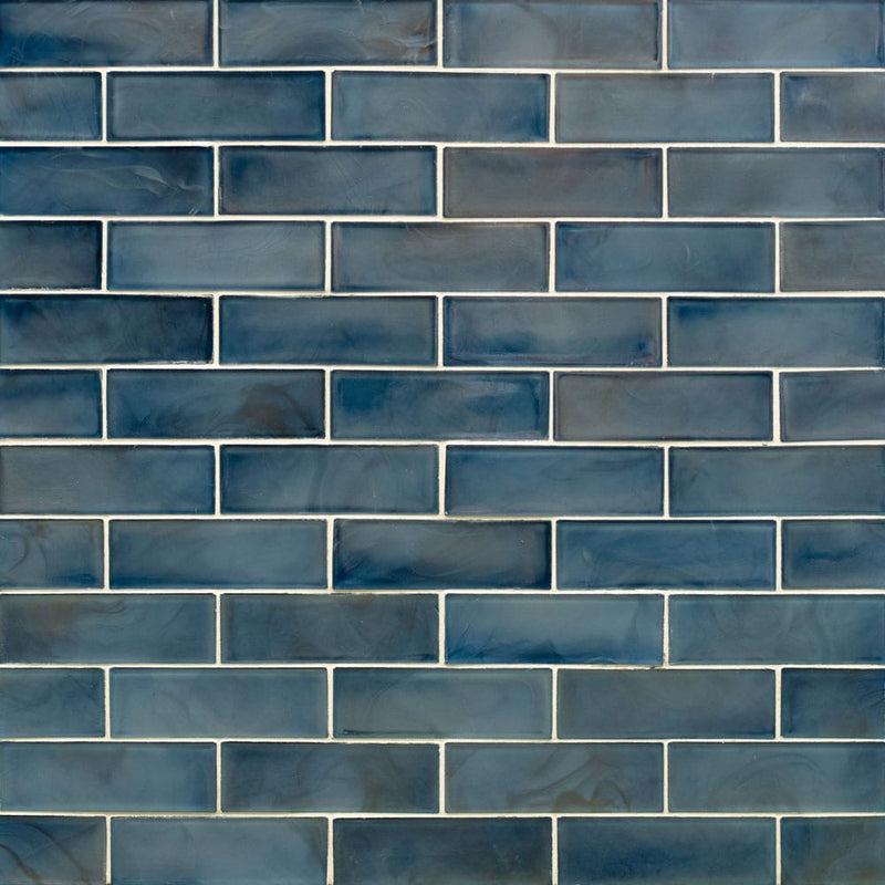 Blue shimmer 11.75" x 11.75" glass mesh-mounted mosaic tile SMOT-GLSST-BLUSHI6MM product shot multiple tiles view