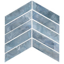 Blue shimmer chevron 9.95x11.85 glass mesh mounted mosaic wall tile SMOT-GLS-BLUSHICH6MM product shot profile view