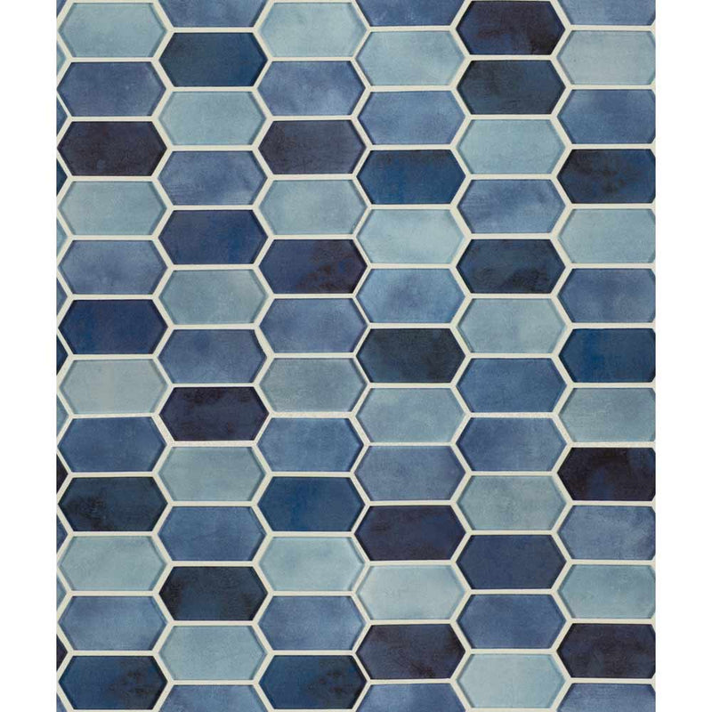 Boathouse blue picket 10X12 glass mesh mounted mosaic tile SMOT-GLSPK-BOATBLU8MM product shot multiple tiles top view