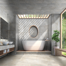 Boxhill sand textured porcelain floor and wall tile  liberty us collection room shot bathroom view