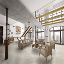 Boxhill sand textured porcelain floor and wall tile  liberty us collection room shot kitchen view room shot Living room view