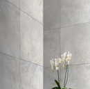 Boxhill toupe textured porcelain floor and wall tile  liberty us collection room shot hallway view