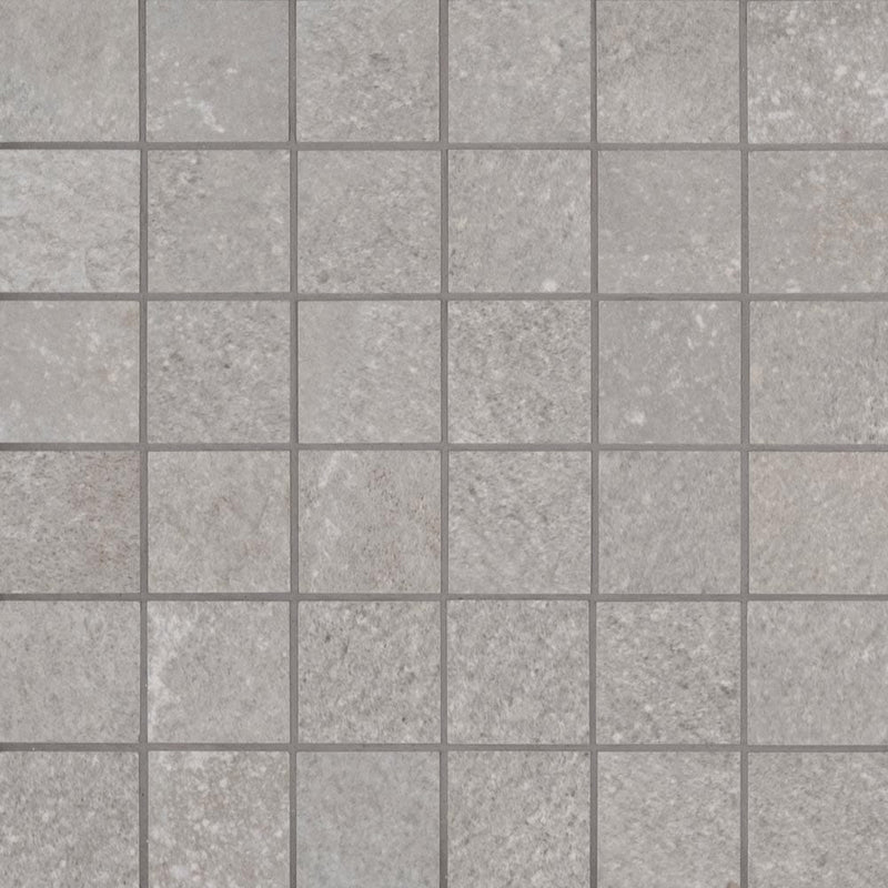 Brixstyle gris 12X12 glazed porcelain mesh mounted mosaic tile NBRIGRI2X2 product shot multiple tiles close up view