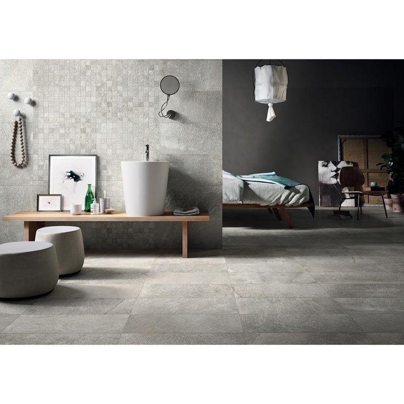 Brixstyle gris 12X12 glazed porcelain mesh mounted mosaic tile NBRIGRI2X2 product shot room view