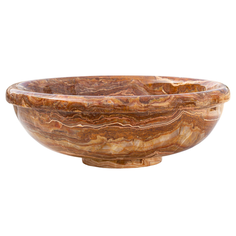 Brown onyx translucent vessel sink polished EGEBOXP166 D16 H6 side view