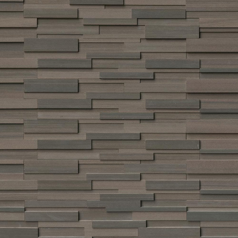Brown wave 3D honed ledger panel 6 x 24 natural sandstone wall tile LPNLDBROWAV624-3DH product shot multiple tiles top