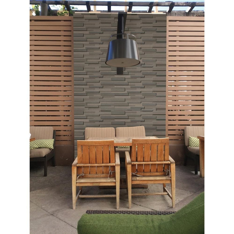 Brown wave 3D honed ledger panel 6 x 24 natural sandstone wall tile LPNLDBROWAV624-3DH product shot restaurant cafe tile view