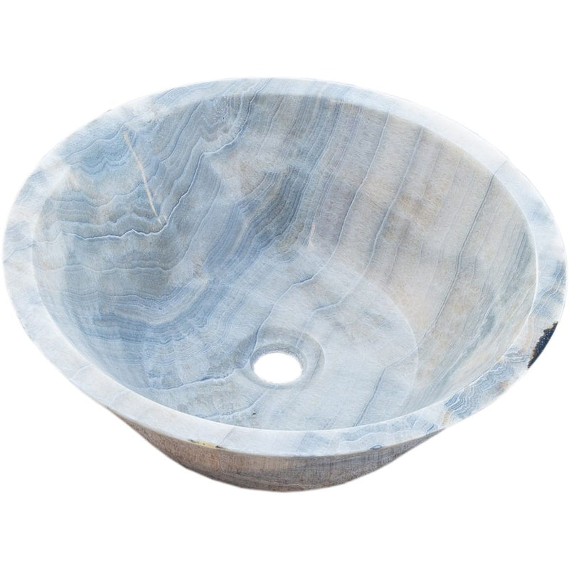 Natural Stone Bubble Gray Onyx Above Vanity Bathroom V Shape Sink (D)16" (H)6" product shot